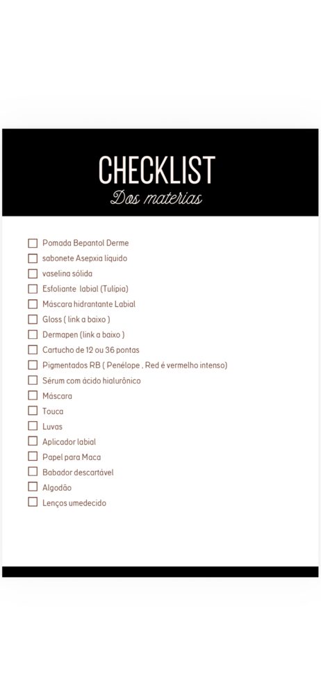 Checklist Materiais
